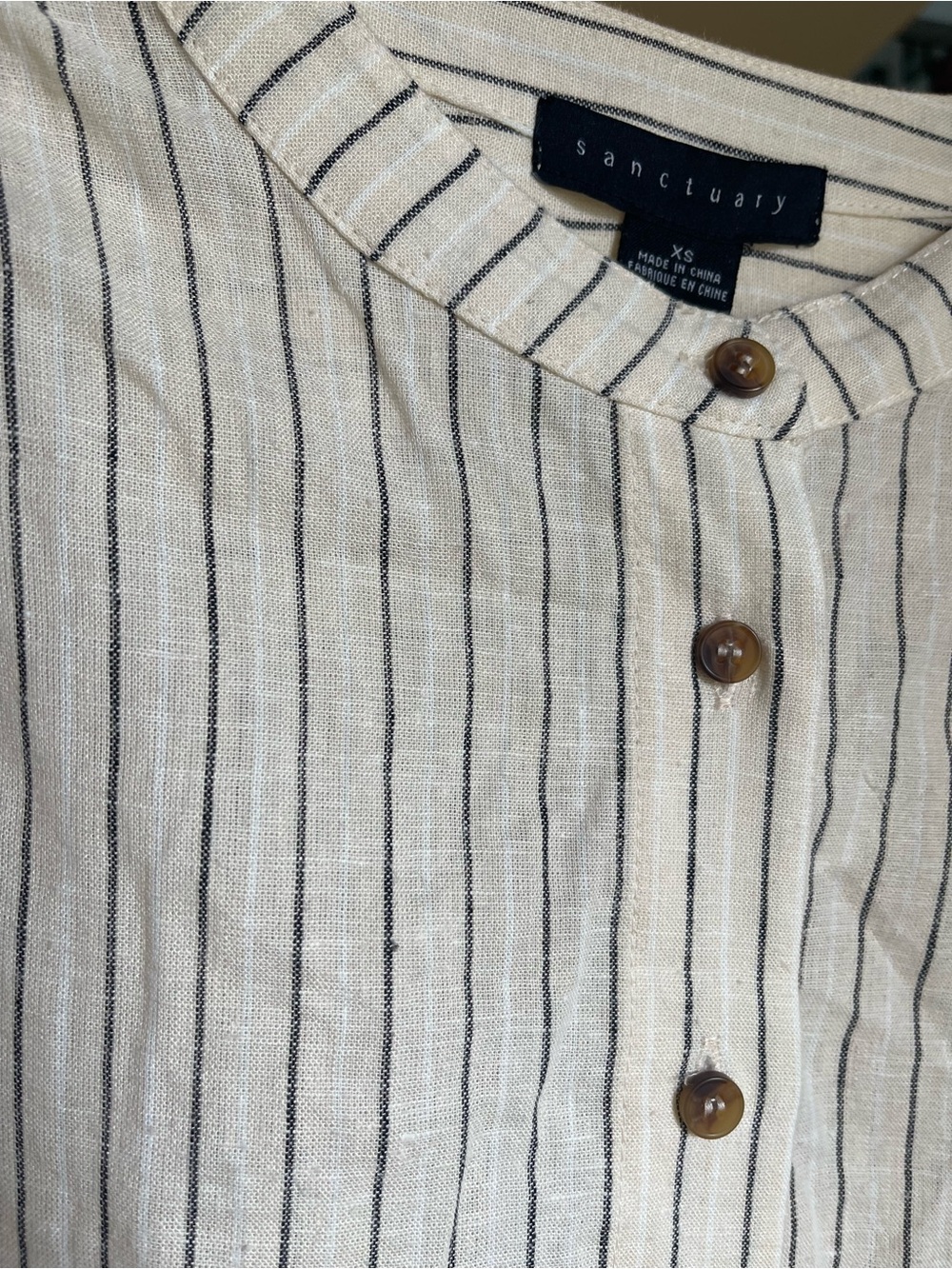 Sanctuary ‘The Femme’ Striped Button-Front Linen Top, color: Birch pinstripe - Picture 9 of 9